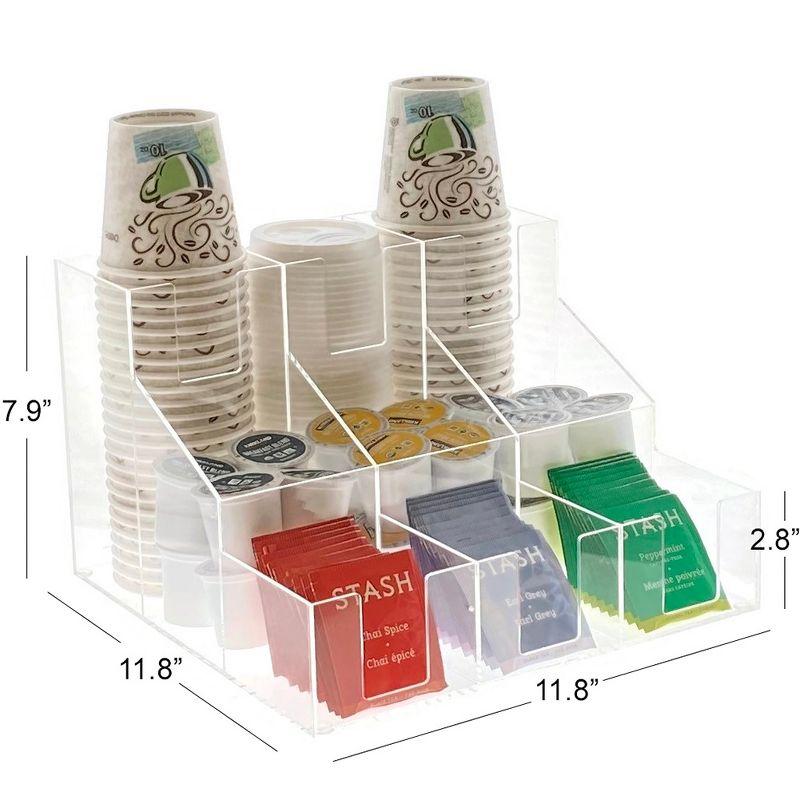 OnDisplay Kona Kai Acrylic Break Room Coffee Station Organizer for Cups/Lids/Sugar/Coffee Pods/Tea and more