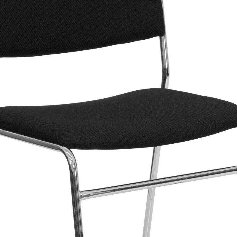 Black Fabric and Chrome Stacking Side Chair