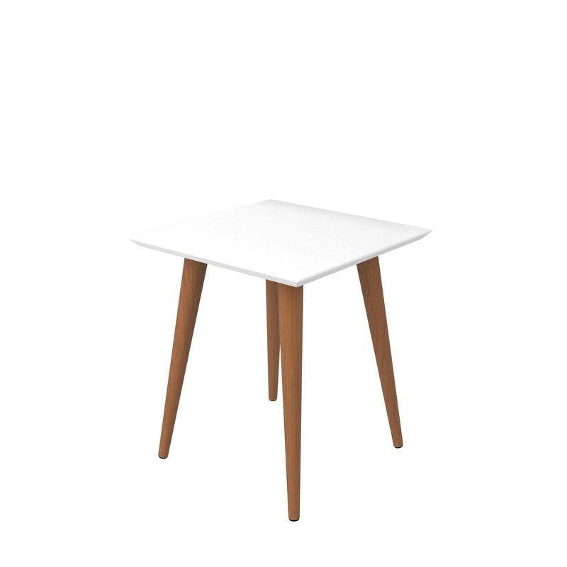 Utopia 19.68" White Gloss Square End Table with Maple Legs