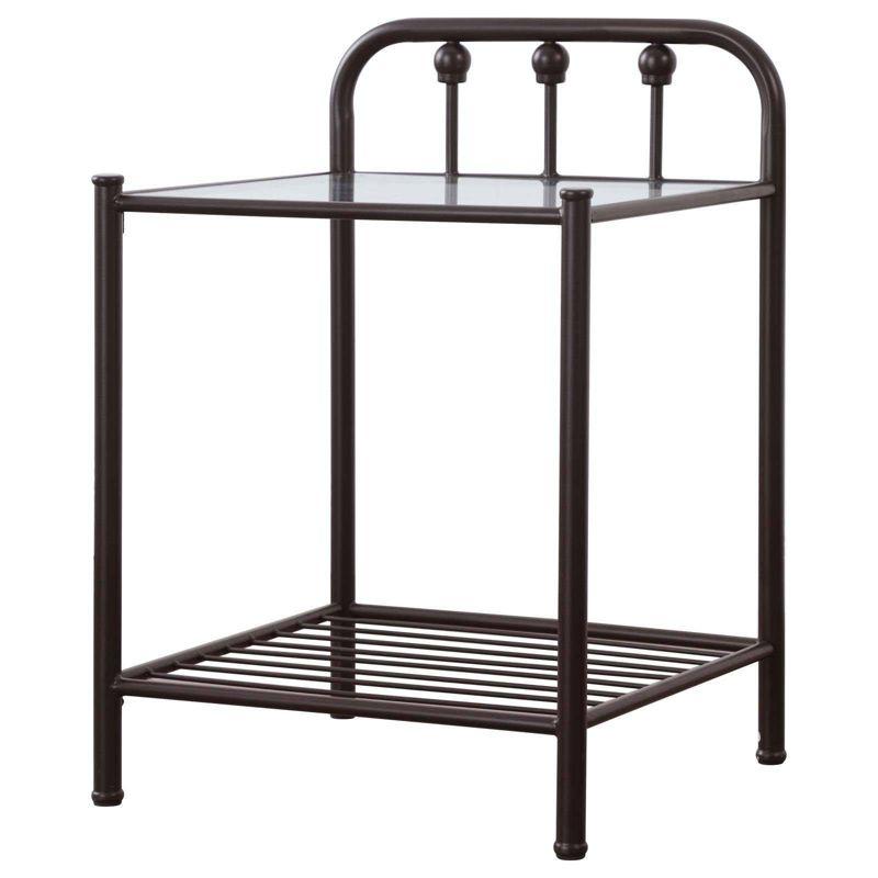 Coaster Livingston Traditional 1 Shelf Metal Nightstand with Glass Top Dark Bronze