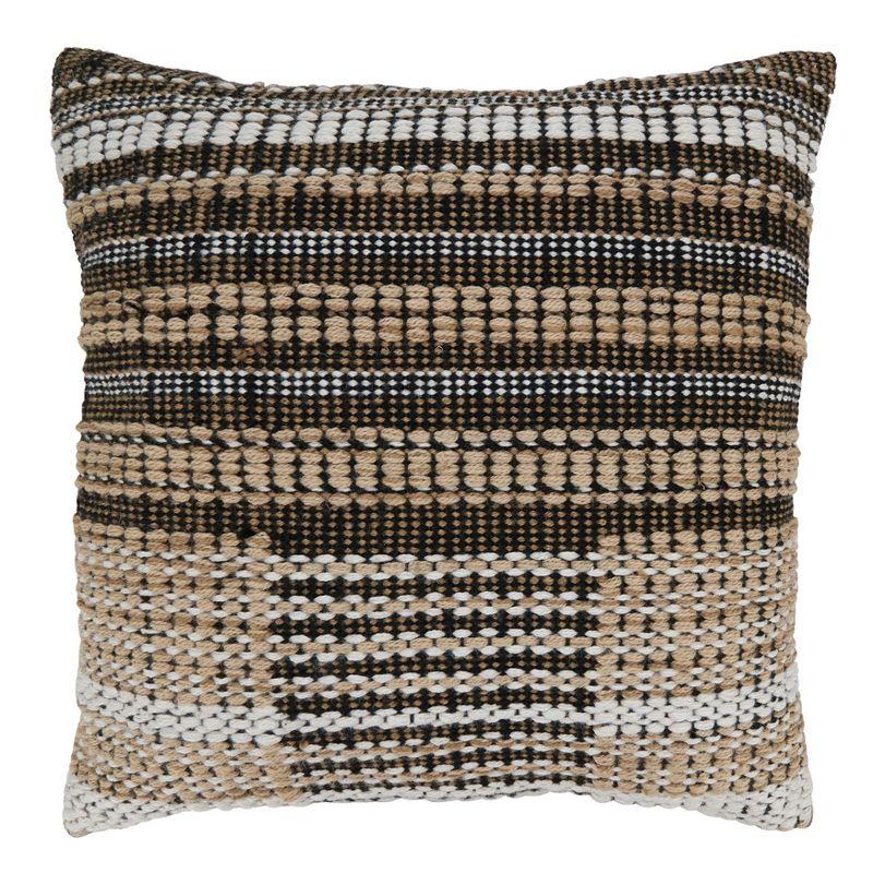 Al Fresco Black and Beige Woven Throw Pillow, 20"x20"