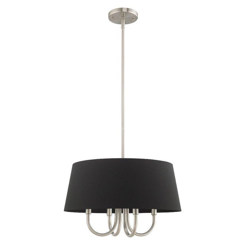 Brushed Nickel 4-Light Chandelier with Black Drum Shade