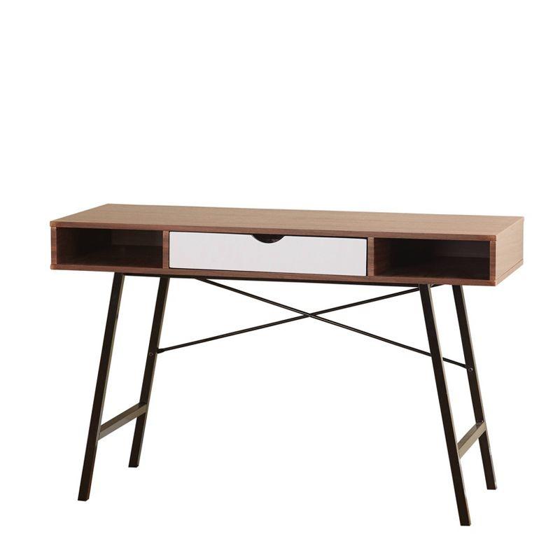 Edison Mid-Century Modern Writing Desk Espresso/Black - Buylateral: Home Office, Metal Frame, Cubbies