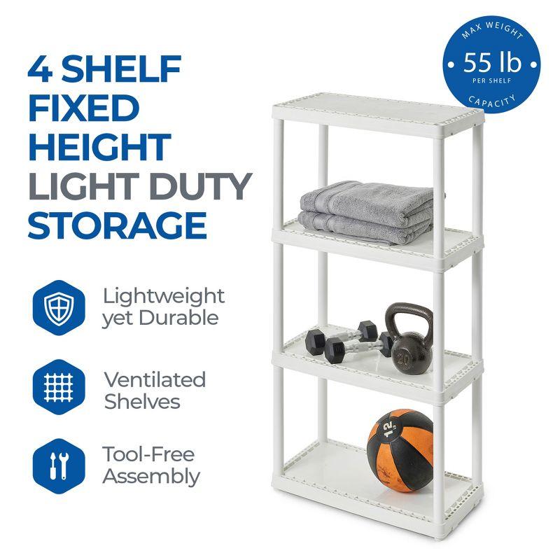 Gracious Living 4 Shelf Fixed Height Solid Light Duty Home Storage Unit