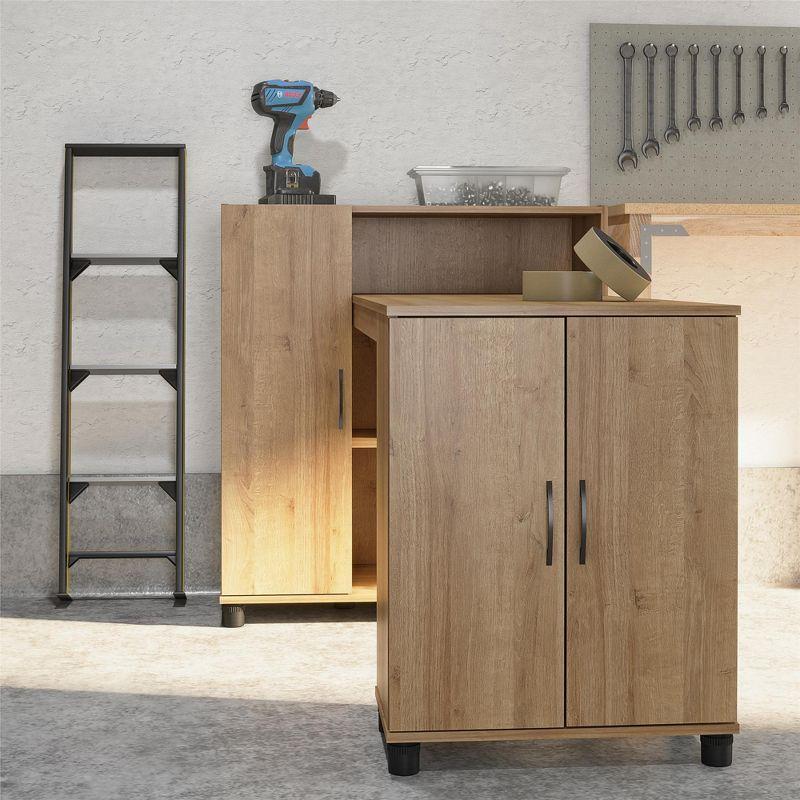 Natural Wood Craft Desk with Filing Cabinet and Storage