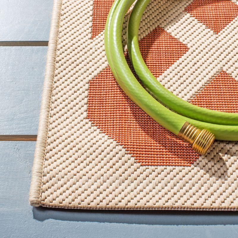 Courtyard CY6915 UV & Stain Resistant Non-Shedding Power Loomed Indoor/Outdoor Accent Rug - Terracotta/Bone - 4'x4' - Safavieh