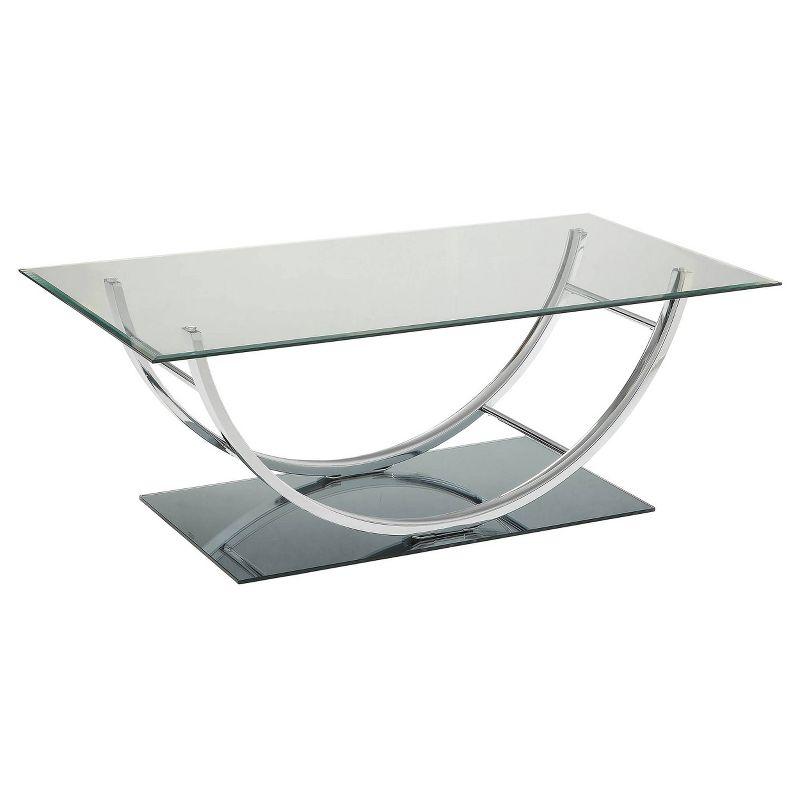 Sleek Modern Chrome and Glass Rectangular Coffee Table