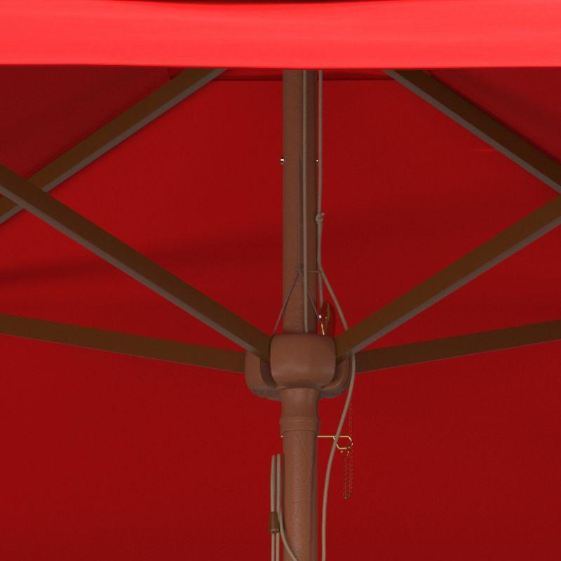Velop 7.5 Ft Square Wooden Pulley Market Umbrella - PAT8409 - Red - Safavieh
