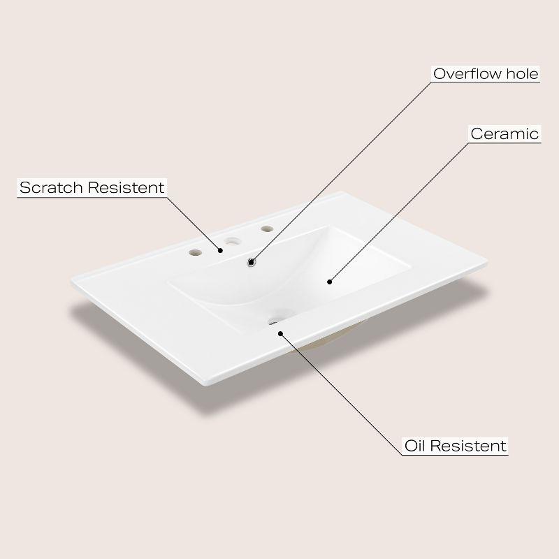 Jonathan Y Ancillary 3-Hole 30" Classic Contemporary Rectangular Ceramic Single Sink Basin Vanity Top