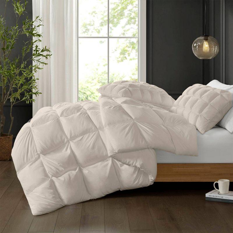 Madison Park Full/Queen Stay Puffed Overfilled Down Alternative Comforter Tan: Ultimate Textile, Cooling, Microfiber Duvet Insert