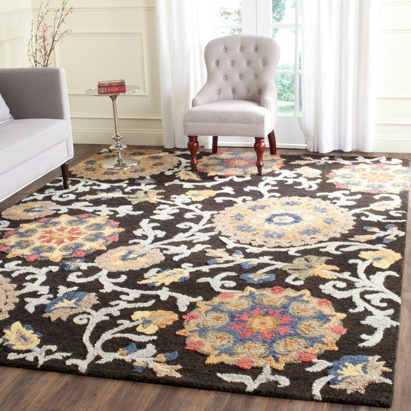 Blossom BLM401 Hand Tufted Area Rug - Charcoal/Multi - 6'x9' - Safavieh.