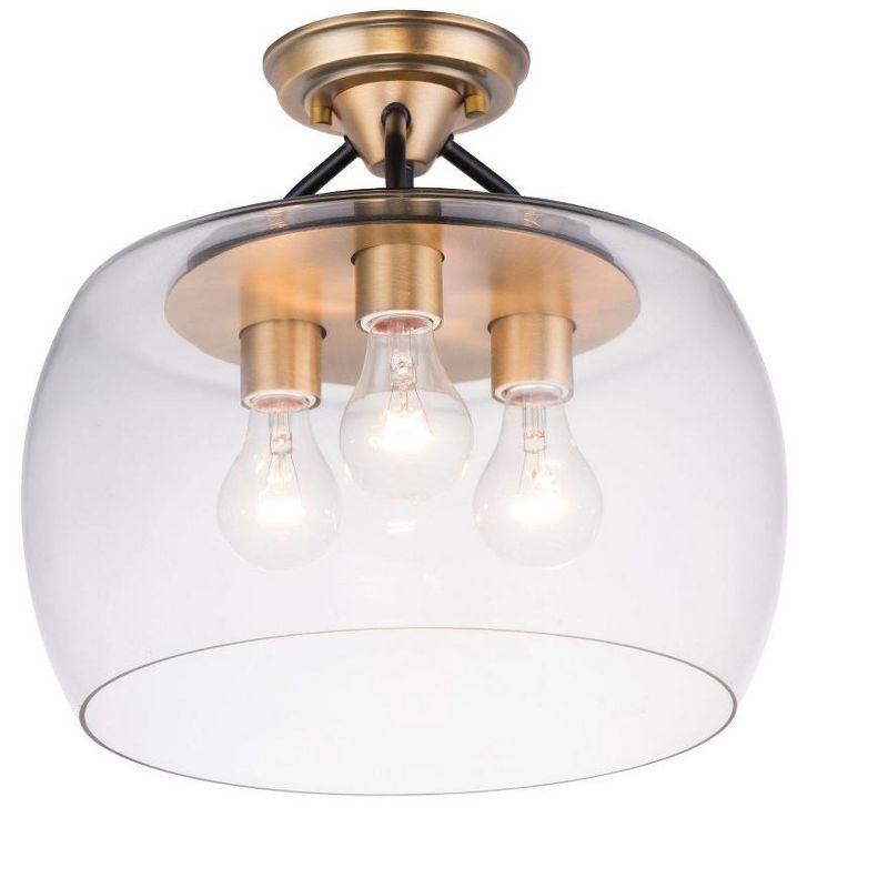 Elegant Goblet-Inspired 3-Light Semi-Flush Mount in Bronze & Antique Brass