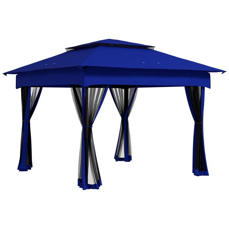 Outsunny Blue Pop-Up Gazebo with Mesh Sidewalls