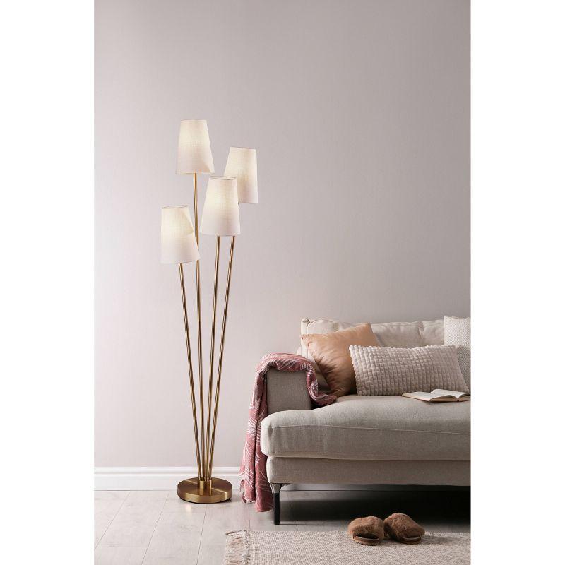 Wentworth Floor Lamp Natural - Adesso: Asymmetrical 4-Arm, Mid-Century Modern Design, Off-White Shades