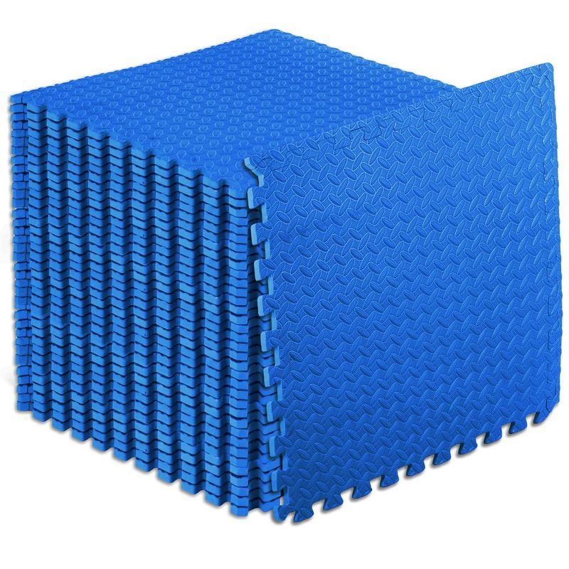 Exercise Puzzle Mat 1/2-in, Blue, 144 Sq Ft - 36 Tiles