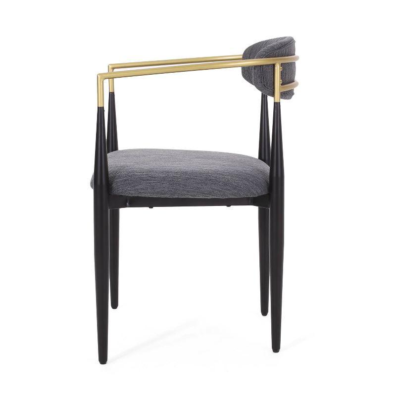 Christopher Knight Home Set of 2 Elmore Iron Upholstered Dining Chairs Charcoal/Black/Gold