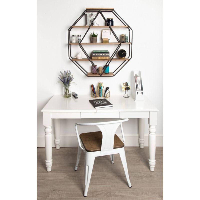 Kate & Laurel All Things Decor Wall Shelf Octagon Shaped Walnut/Black: 5-Tier Metal Floating Decorative Shelving