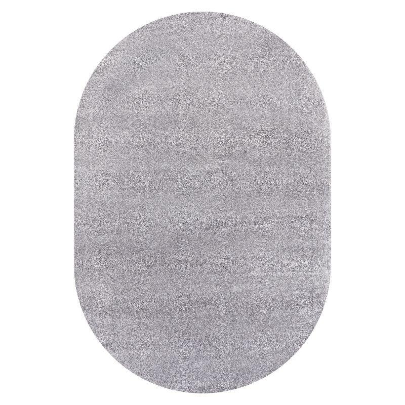 3'x5'Oval  Haze Solid Low-Pile, Gray - JONATHAN Y