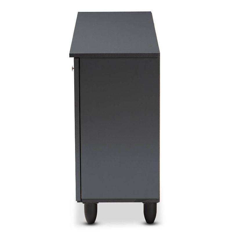 3 Door Fernanda Wooden Entryway Shoe Storage Wide Cabinet Gray - Baxton Studio: Holds 12 Pairs, MDF & Plastic Construction