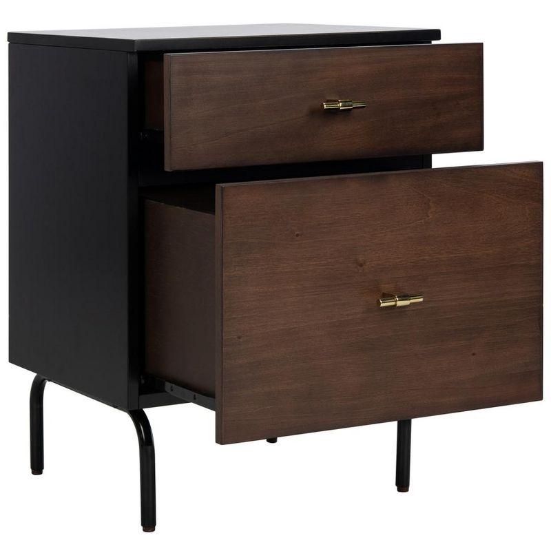 Genevieve 2 Drawer Nightstand - Walnut/Black - Safavieh.
