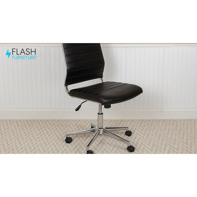 Flash Furniture Mid-Back Armless LeatherSoft Ribbed Executive Swivel Office Chair