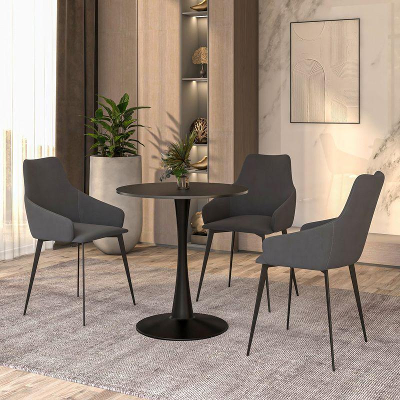 LeisureMod Round Black MDF Wood Counter Height Dining Table