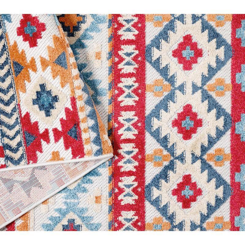 TOWN & COUNTRY EVERYDAY Dahlia Southwestern Stripe Outdoor Rug Red/Multi