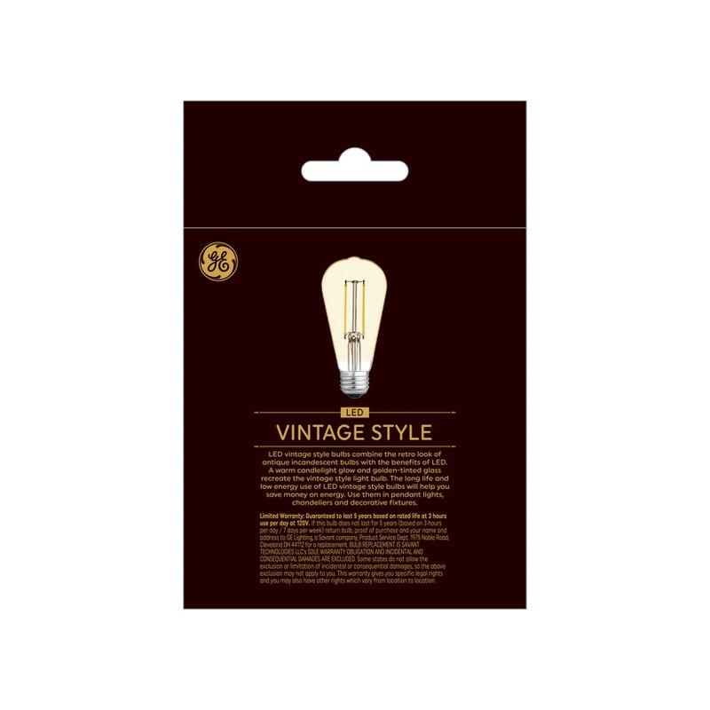 GE 2pk 60W Vintage Style ST19 LED Edison Light Bulbs Amber Glass: E26 Base, Dimmable, Warm Light, Antique Style