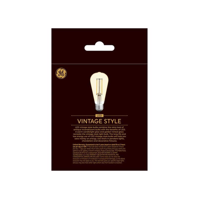 GE 2pk 60W Vintage Style ST19 LED Edison Light Bulbs Amber Glass