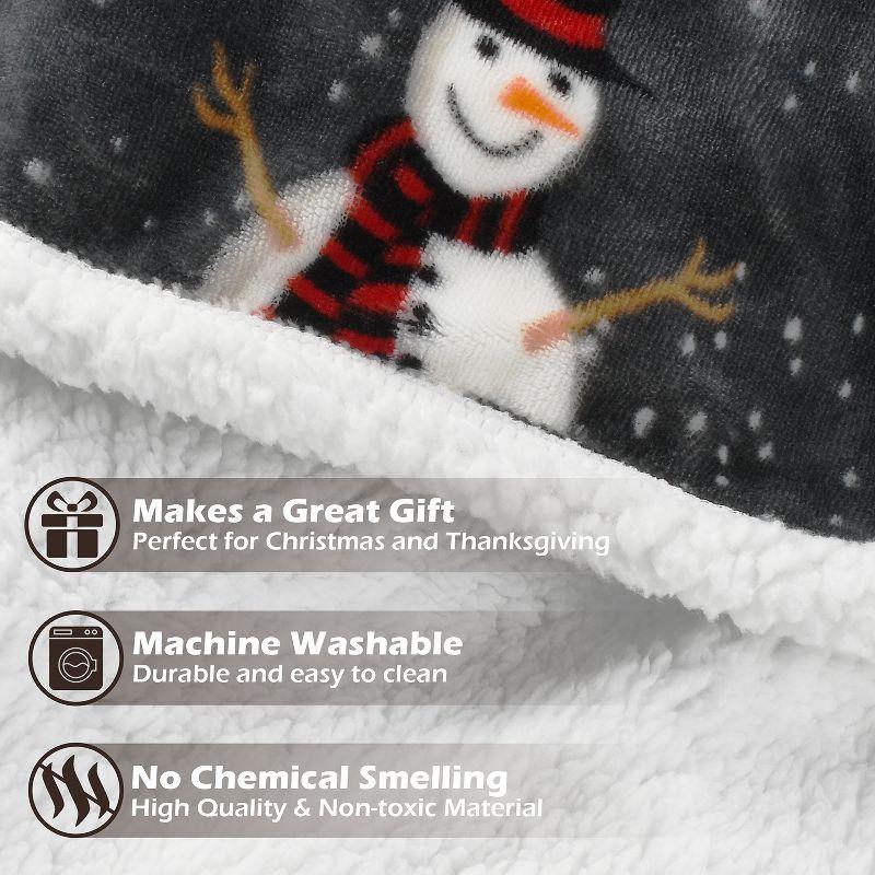 Catalonia Snowman Blanket, Christmas Sherpa Fleece Throw, Blanket For Couch And Bed,Soft,Thick, Fluffy,Warm