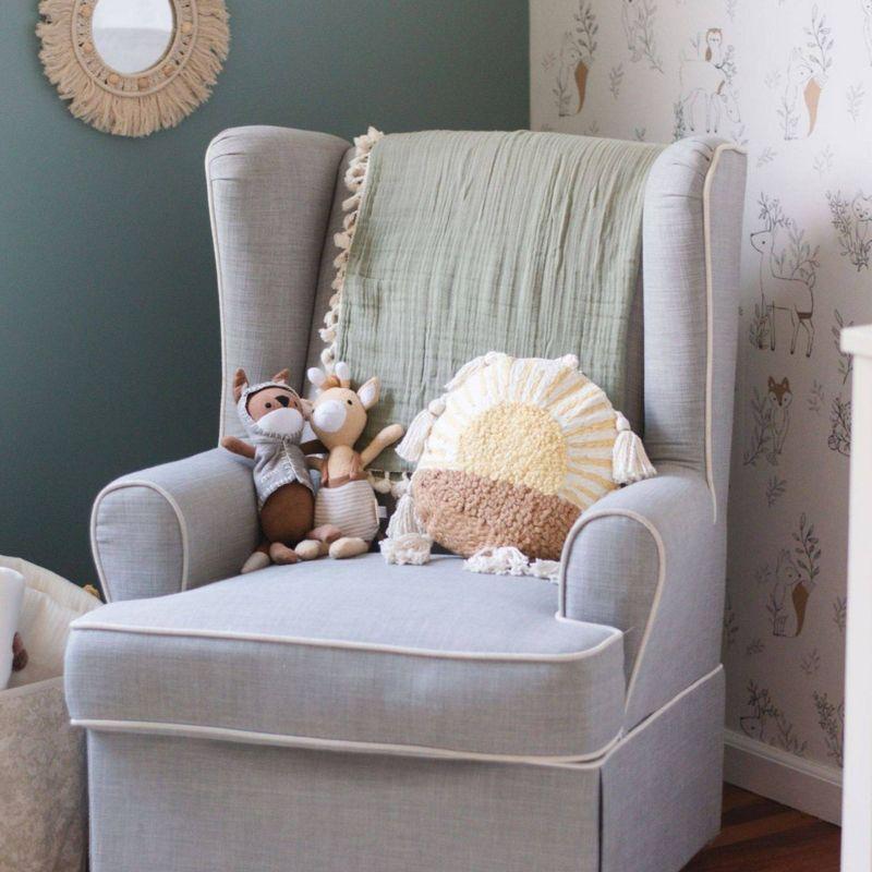 Crane Baby Sunshine Accent Pillow Cover With Insert, 100% Cotton For Baby Nursery, by