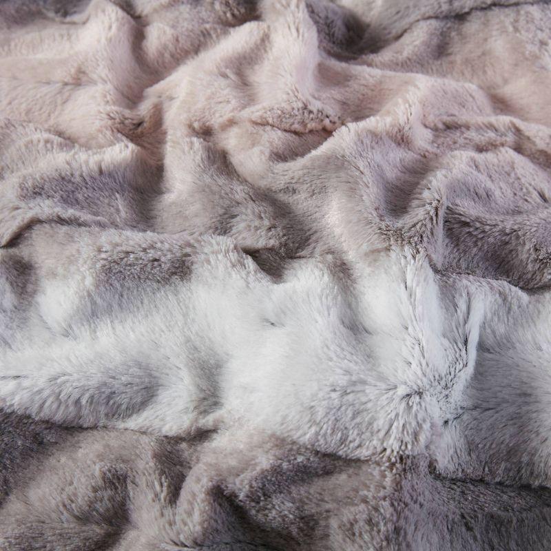 Luxurious Oversized Blush/Grey Faux Fur Throw Blanket 60"x70"