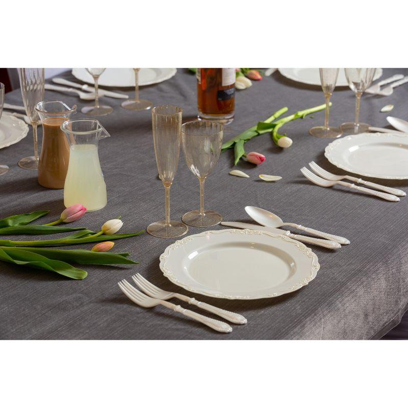 Posh Setting 60 Piece Cream Round Plastic Dinnerware Value Set - Casual