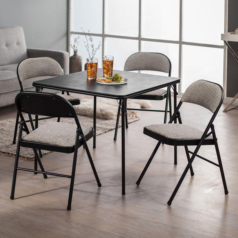 MECO Sudden Comfort Deluxe Metal Fabric Padded Folding Chair Set for Indoor Home Special Occasions or Outdoor Events, Black (Set of 4)