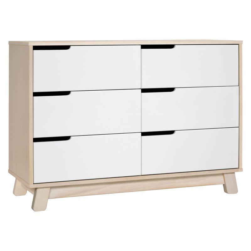 Hudson Mid-Century Modern 6-Drawer Dresser in Washed Natural/White