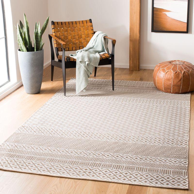 Gray Floral Handwoven Cotton 4' x 6' Area Rug