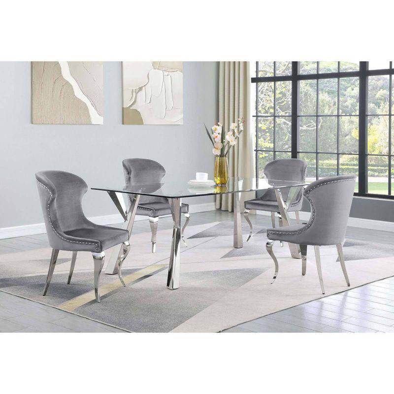 Coaster Set of 2 Cheyanne Glam Wingback Upholstered Side Chairs with Nailhead Trim