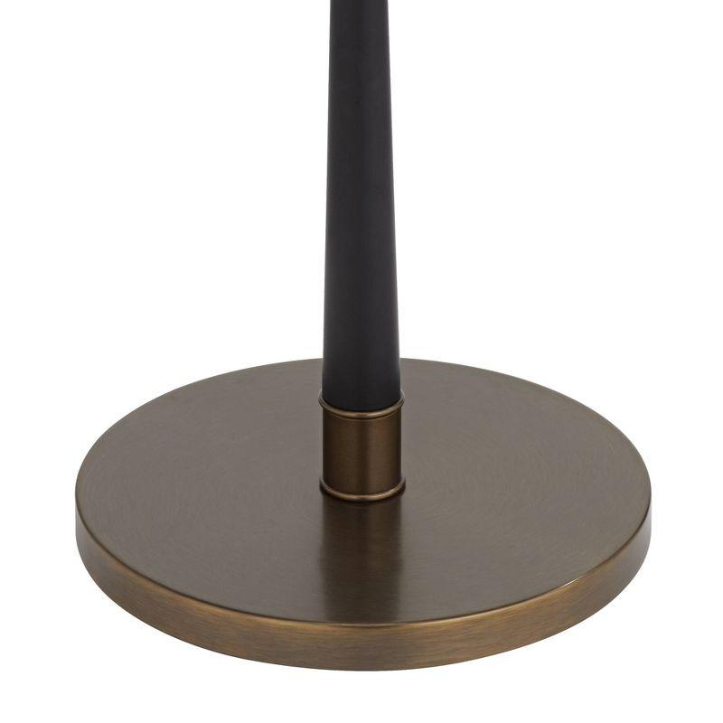 Kathy Ireland City Heights Modern 59" Tall Standing Floor Lamp Skinny Pole Pull Chain Black Gold Metal Antique Brass Finish Living Room Bedroom House