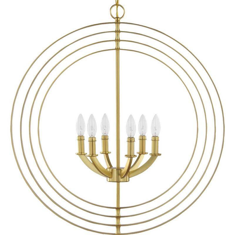 Progress Lighting Equinox 6-Light Chandelier Pendant, Steel, Black Finish, Armillary Sphere Design, Polished Chrome Shade