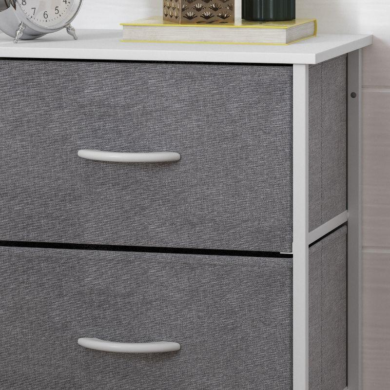 Flash Furniture 4 Drawer Dresser-Natural Wood Top/White Iron Frame/Natural Drawers-White Handles