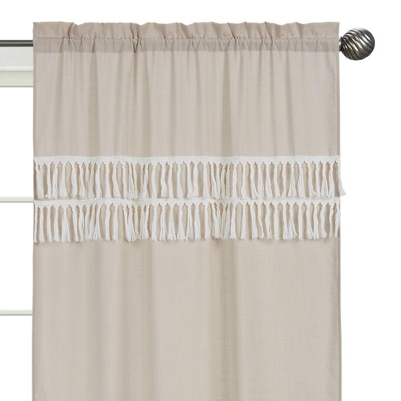 Botanical Leaf Linen Semi-Sheer Rod Pocket Curtain Panels (Set of 2)