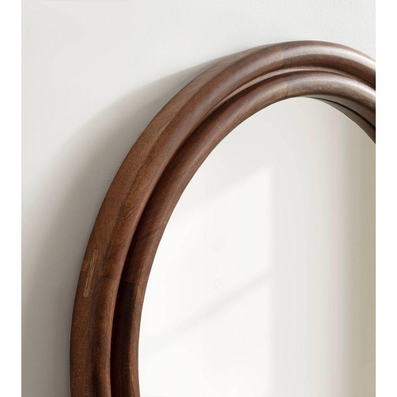 Kate & Laurel All Things Decor 26"x26" Oman Ribbed Round Mirror: Handcrafted, Mango Wood, Wall Mount