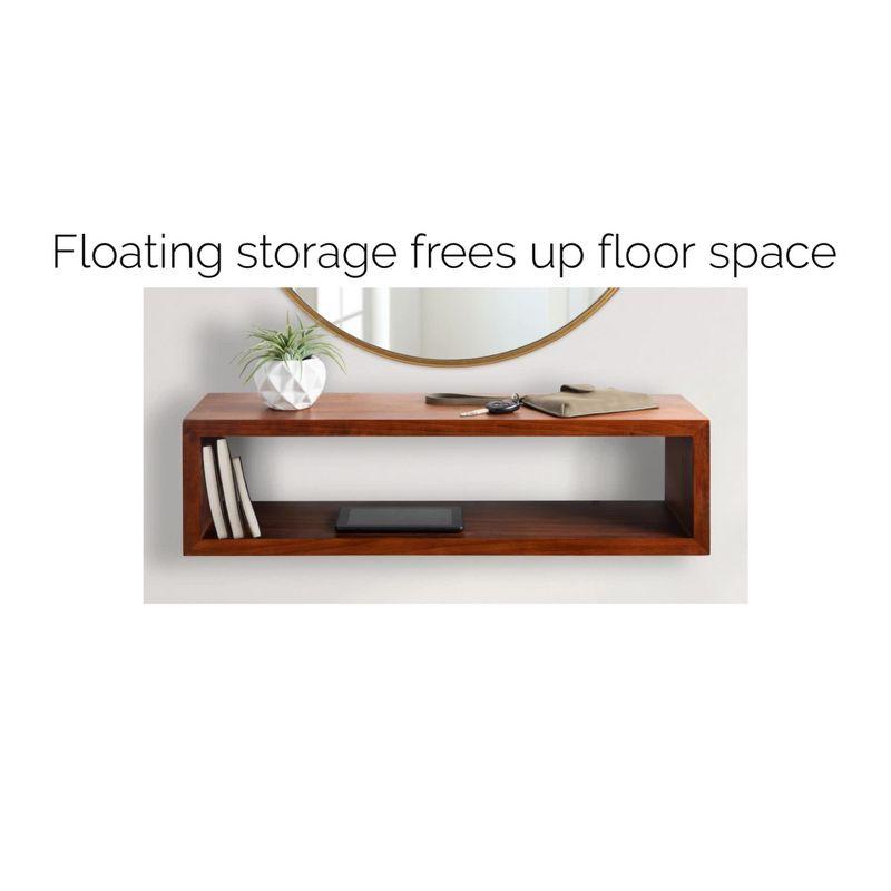 Holt Modern Walnut Brown Steel & Wood Floating Cube Shelf