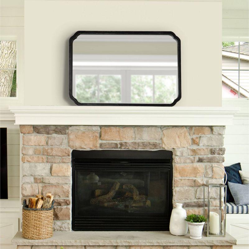 Kate & Laurel All Things Decor 24"x36" Marston Farmhouse Rectangle Wall Mirror Black: Modern Wood Frame, No Assembly Required