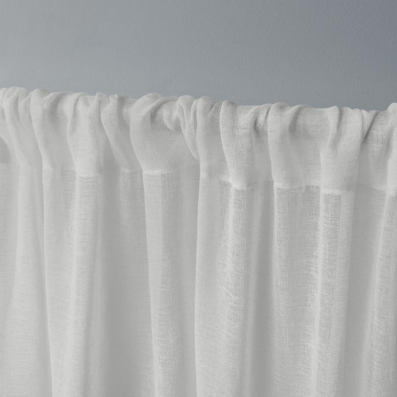 Set of 2 Belgian Textured Linen Rod Pocket Sheer Window Curtain Panels - Exclusive Home