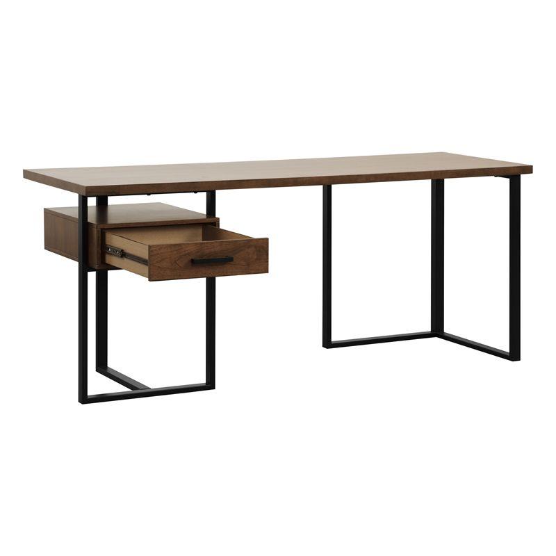 Lexicon Sedley Metal Writing Desk with 1 Cabinet in Walnut and Black