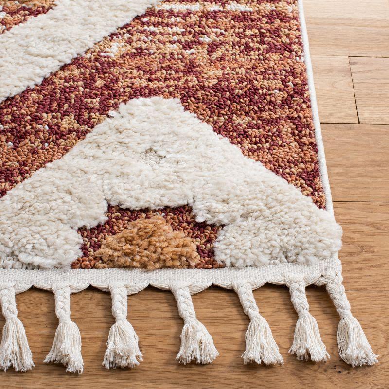 Moroccan Tassel Shag MTS664 Power Loomed Indoor Area Rug - Rust/Ivory - 6'7"x6'7" - Safavieh