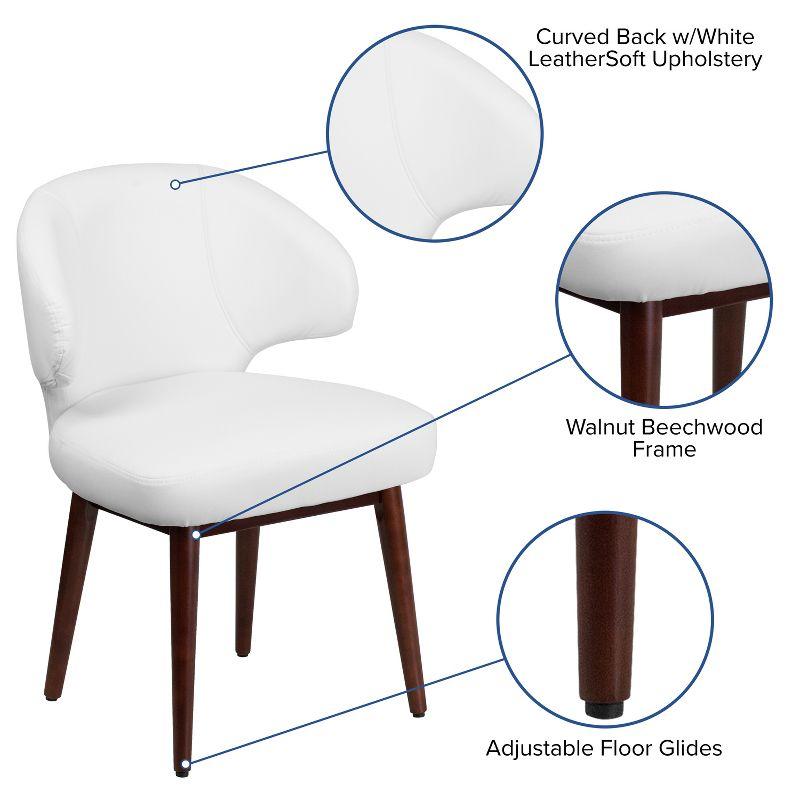 White LeatherSoft Accent Chair with Walnut Legs