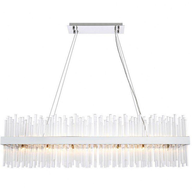 Dallas 48" Chrome and Crystal 28-Light Rectangular Chandelier