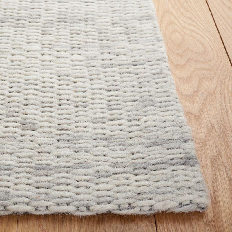 Handwoven Light Grey Wool Rectangular Rug, 5' x 8'